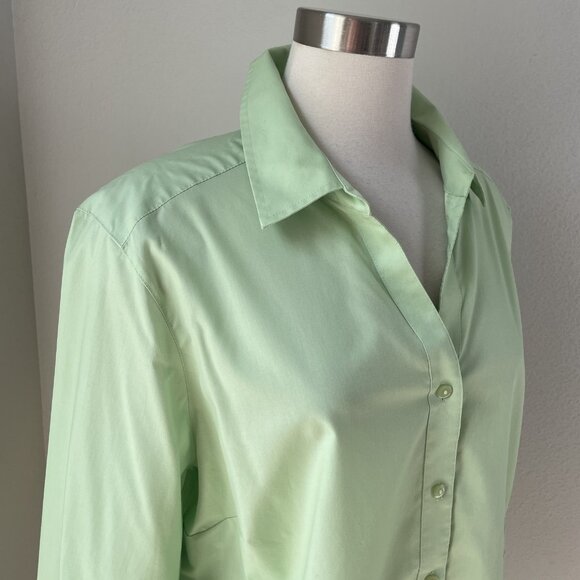 Foxcroft Shirt Womens 18W Green Wrinkle Free Button Up 3/4 Sleeve Shaped Blouse - Picture 2 of 10